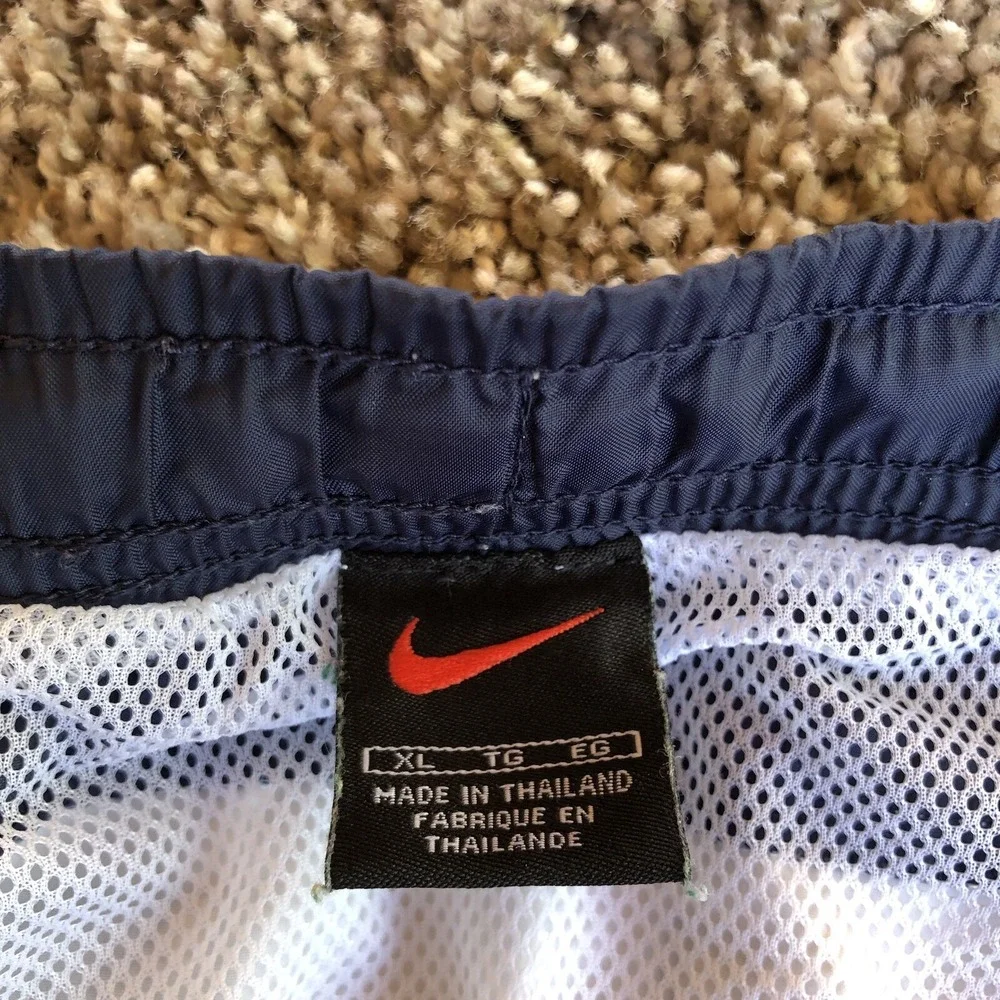 Vintage 90s Nike Swim Trunks Mens Size XL Blue Back Spell Out Mesh Lined Red Tag